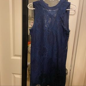 Navy Lace Mini Dress